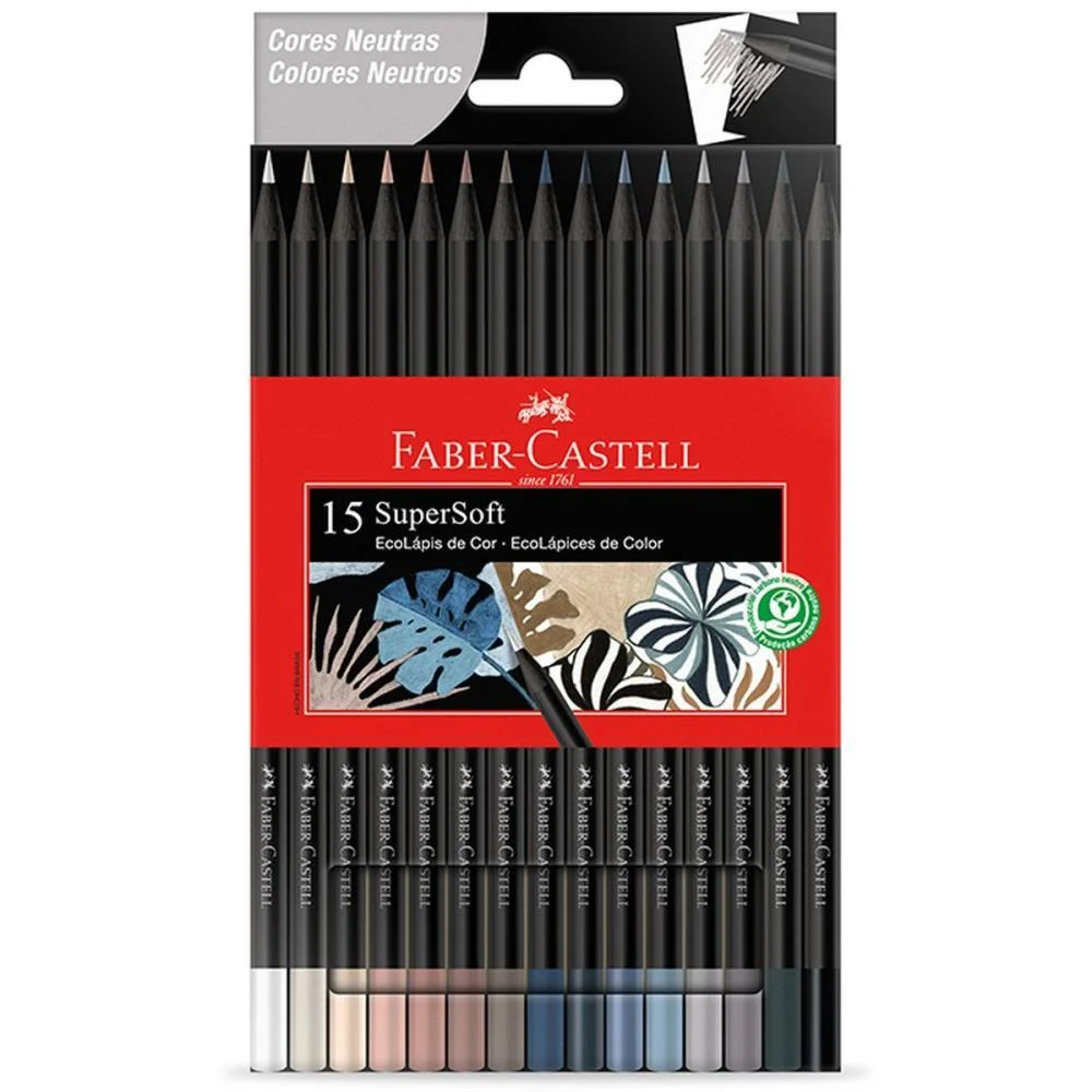 LAPIS DE COR REDONDO SUPERSOFT 15 CORES NEUTRAS FABER-CASTELL (PCT.C/12)