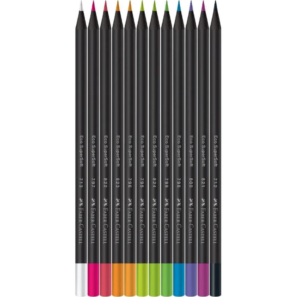 LAPIS DE COR REDONDO SUPERSOFT 12 CORES NEON FABER-CASTELL (PCT.C/12)