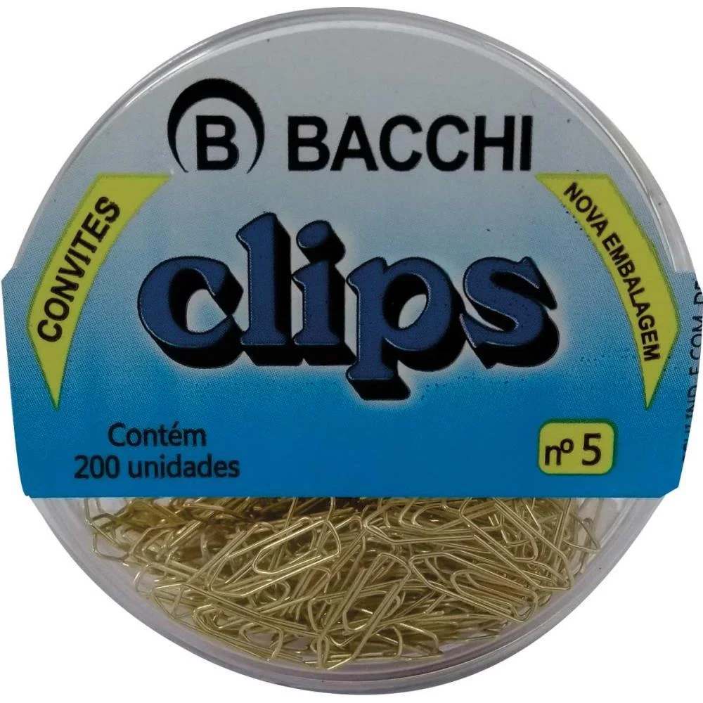 CLIPE COLORIDO REF.5 MINI DOURADO C/200UNID. BACCHI (PCT.C/10)