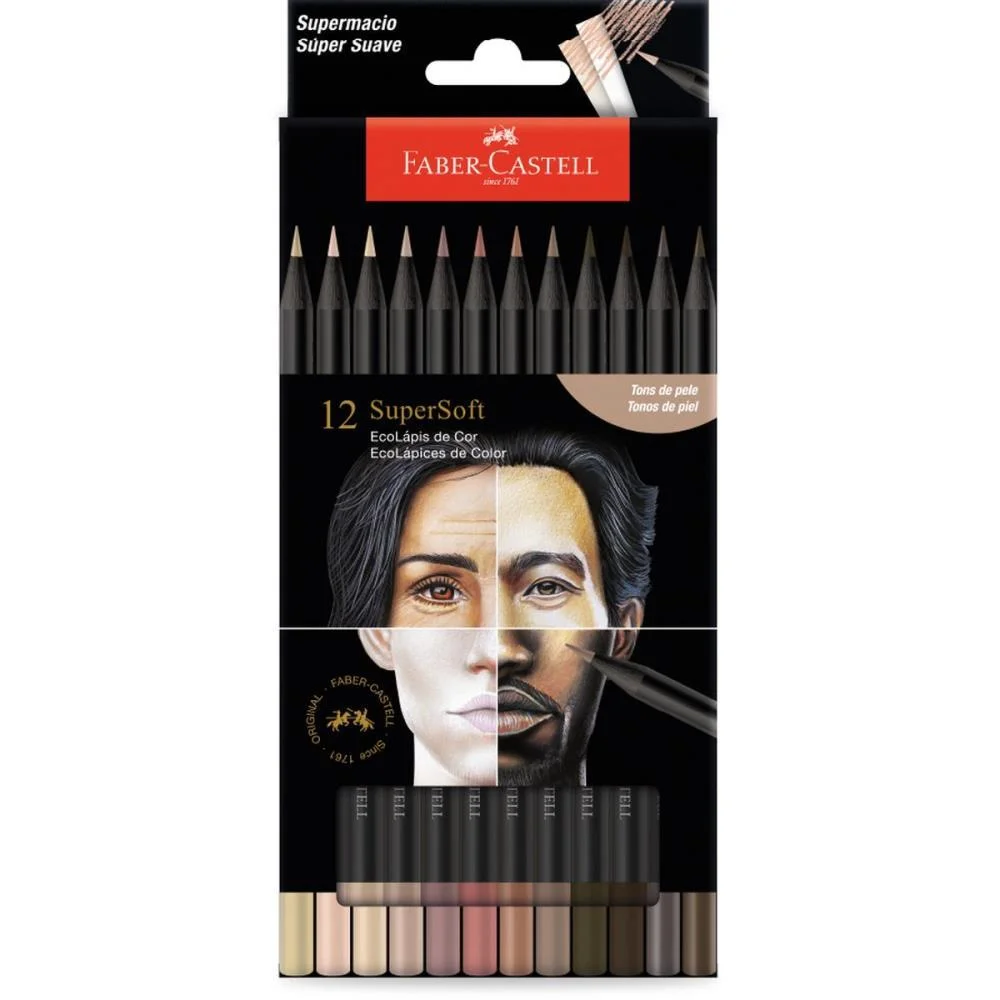 LAPIS DE COR REDONDO SUPERSOFT 12 TONS DE PELE FABER-CASTELL (PCT.C/12)