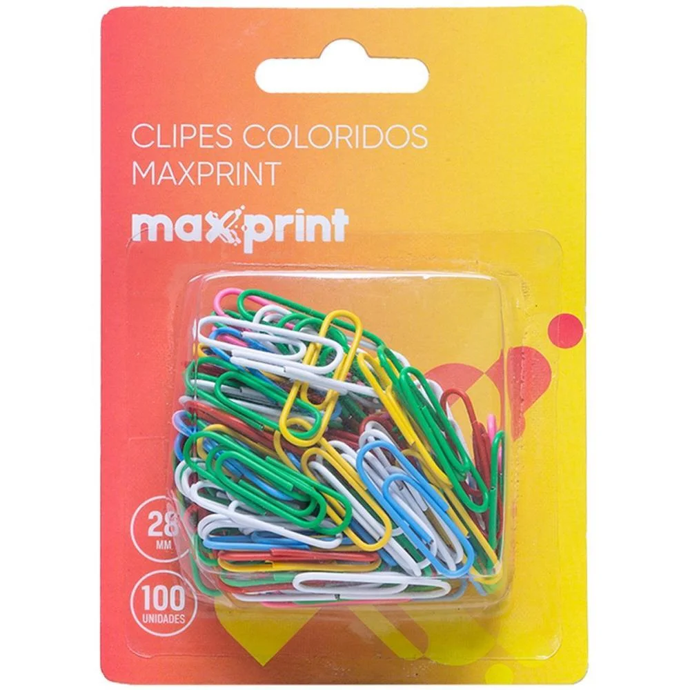 CLIPE COLORIDO 6CORES C/100UN MAXPRINT (BLISTER)