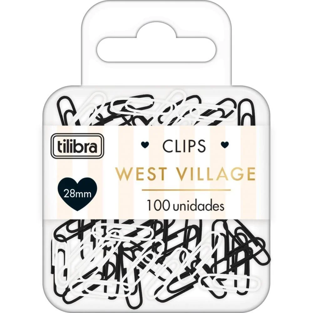 CLIPE COLORIDO WEST VILLAGE PT/BR 28MM 100UN. TILIBRA (BLISTER)