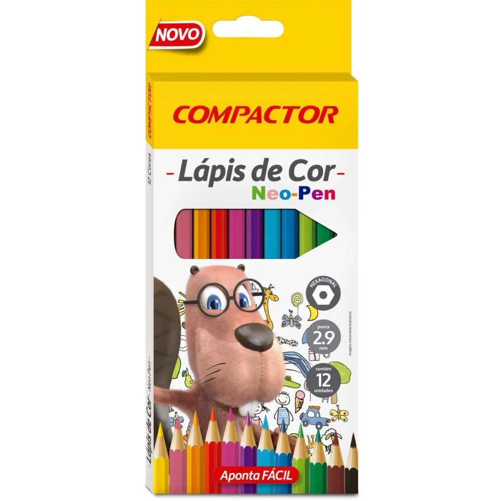 LAPIS DE COR SEXTAVADO NEO-PEN 12CORES 2,9MM COMPACTOR (PCT.C/06)