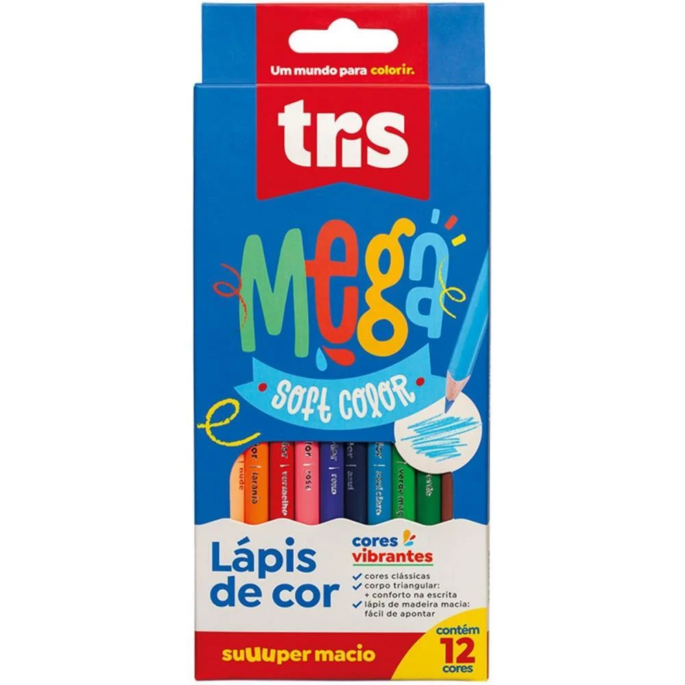 LAPIS DE COR TRIANGULAR MEGA SOFT COLOR 12 CORES SUMMIT (PCT.C/06)
