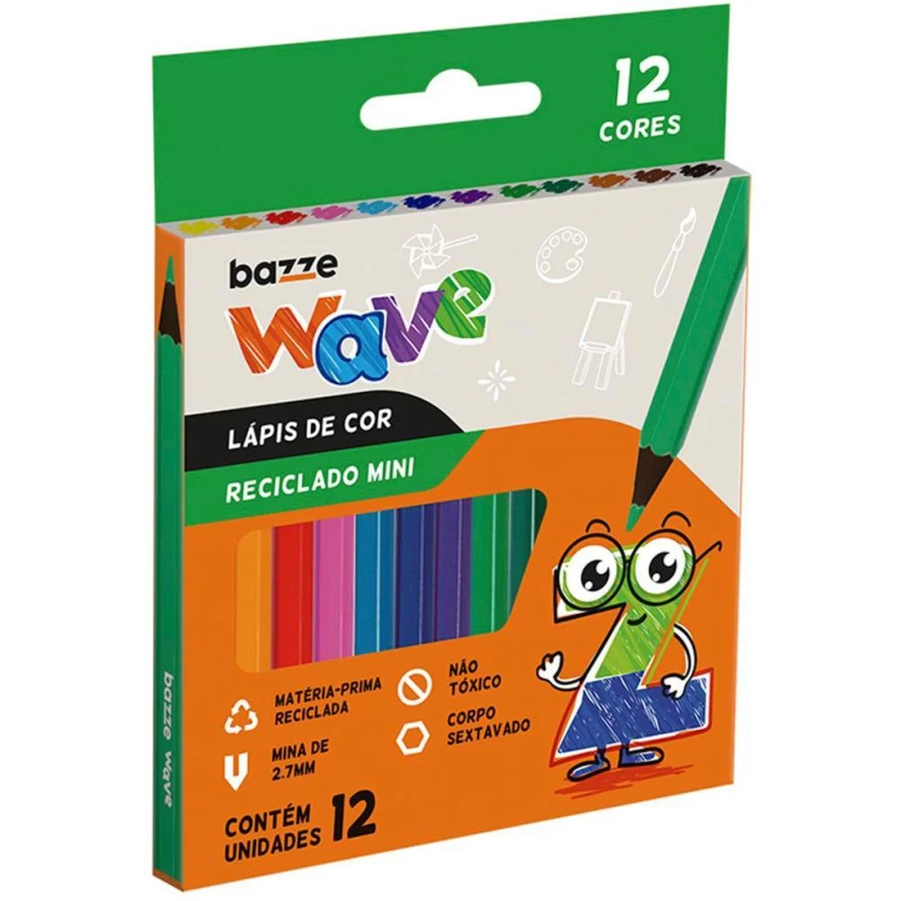 LAPIS DE COR SEXTAVADO BAZZE WAVE MINI RECICLADO 12CO SUMMIT (PCT.C/12)