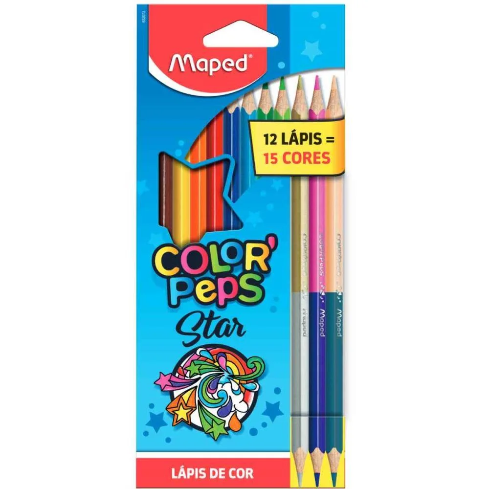 LAPIS DE COR TRIANGULAR COLOR PEPS STAR 12UNDS/15CORES MAPED (PCT.C/12)