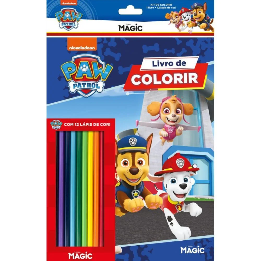 LIVRO INFANTIL COLORIR KIT LAPIS DE COR PATRULHA CANI MAGIC KIDS (UNIDADE)