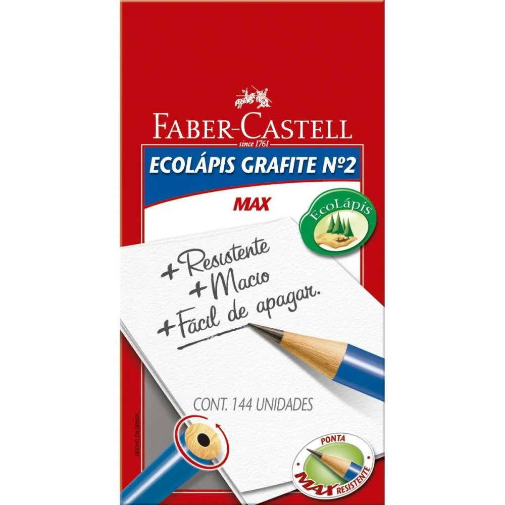 LAPIS PRETO REDONDO ECOLAPIS PRESTO S/BORRACHA FABER-CASTELL (CX.C/144)