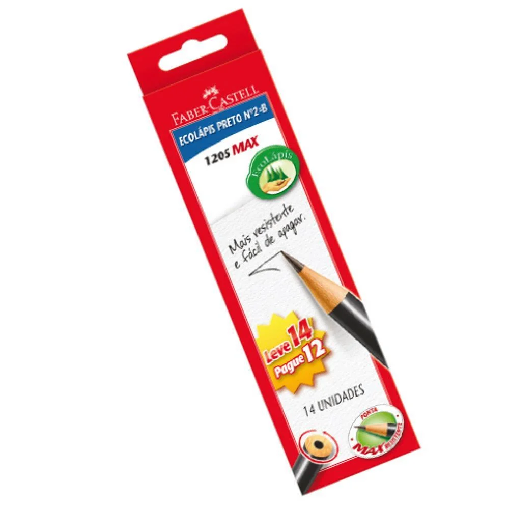 LAPIS PRETO REDONDO ECOLAPIS 1205 MAX N.2 +2GRATIS FABER-CASTELL (PCT.C/72)