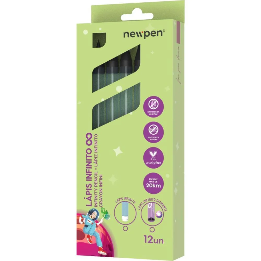 LAPIS PRETO REDONDO INFINITO DIAMANTE COLOR ROXA NEWPEN (CX.C/12)