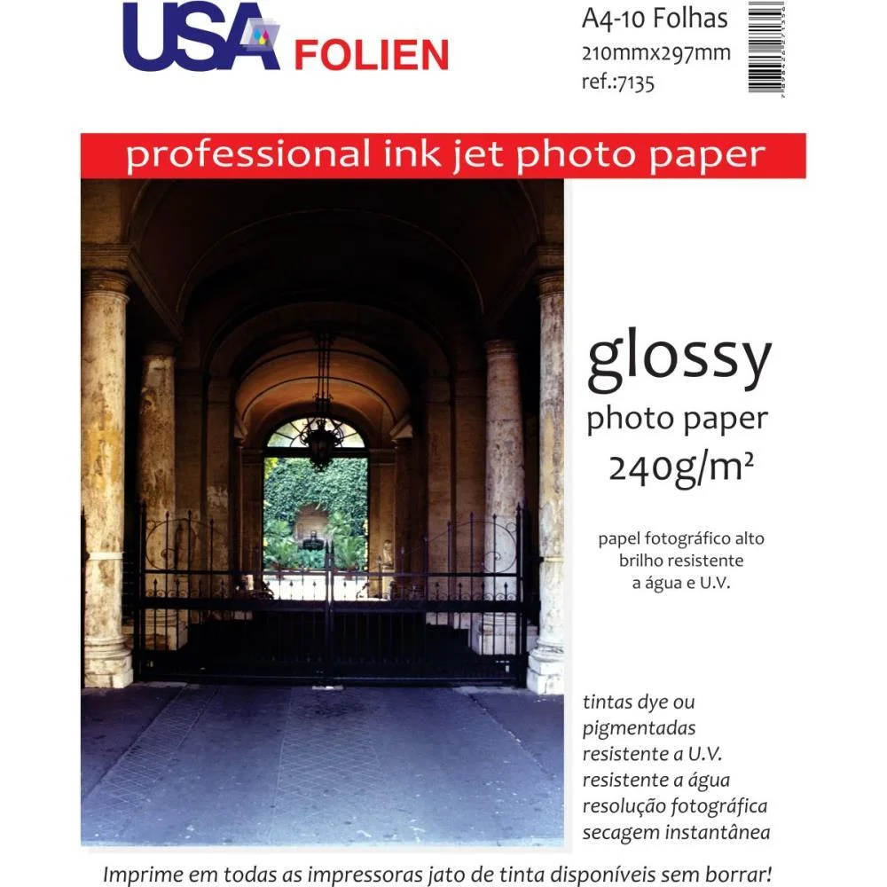 PAPEL FOTOGRAFICO INKJET A4 GLOSSY 240G USA FOLIEN (PCT.C/10)