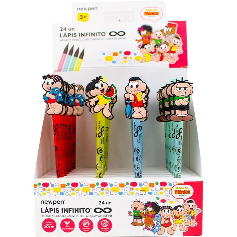 LAPIS PRETO REDONDO T. DA MONICA INFINITO 4 CORES NEWPEN (DP.C/24)