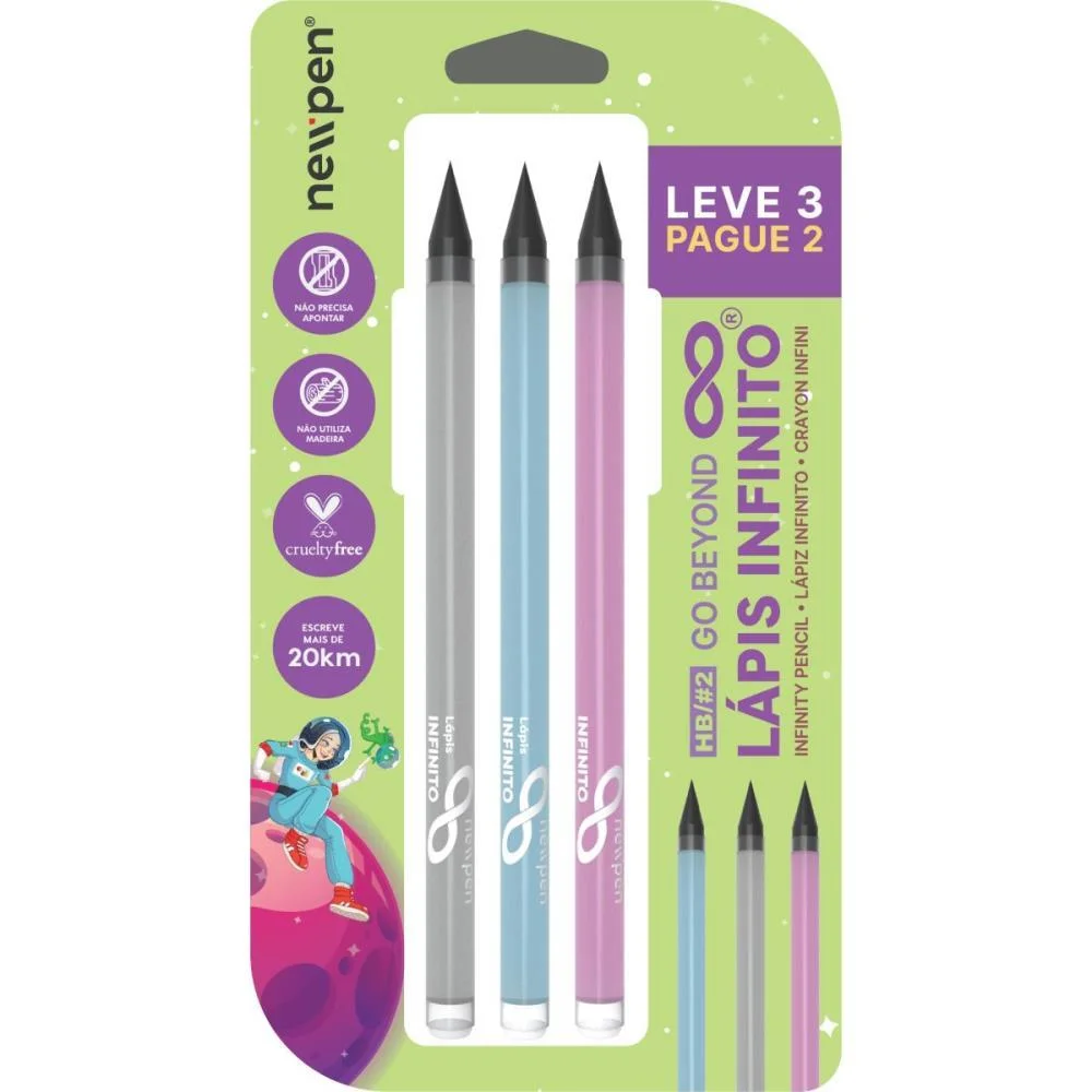 LAPIS PRETO REDONDO INFINITO HB BASIC L3P2 3CORES NEWPEN (BL.C/03)