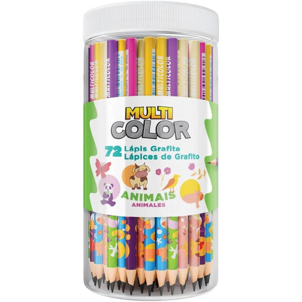 LAPIS PRETO REDONDO MULTICOLOR GRAFITE ANIMAIS FABER-CASTELL (POTE-72)