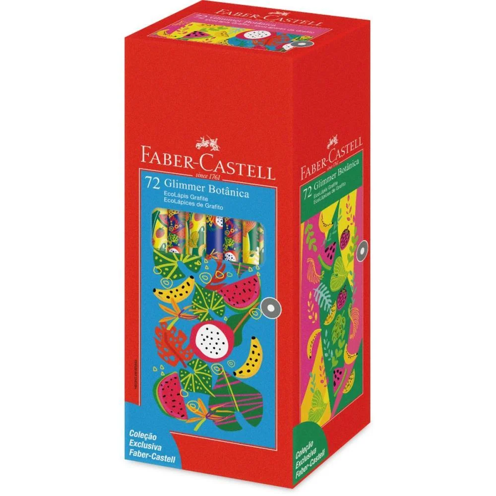 LAPIS PRETO REDONDO DECORADO GLIMMER BOTANICA 2 MODELOS FABER-CASTELL (CX.C/72)