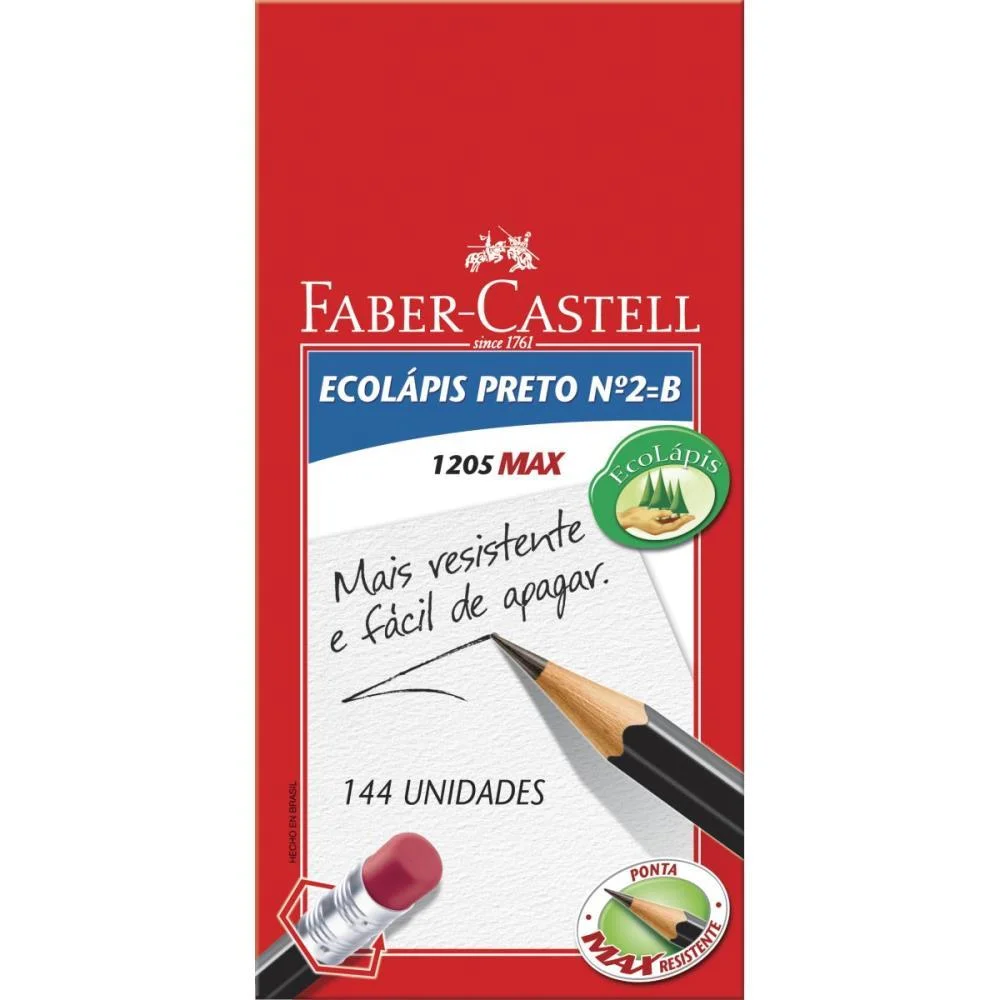 LAPIS PRETO SEXTAVADO ECOLAPIS MAX N.2 PRETO FABER-CASTELL (CX.C/144)