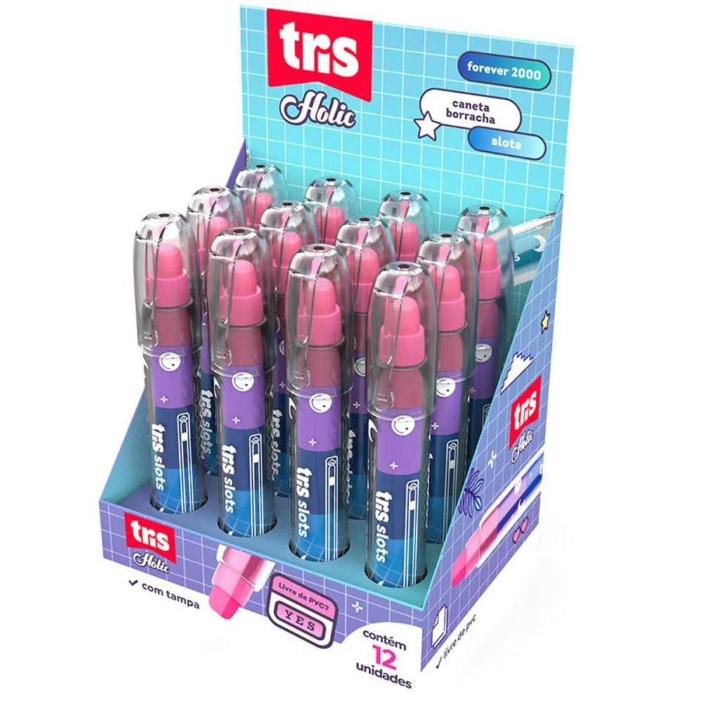 BORRACHA CANETA TRIS SLOTS TROCA PONTAS 5CORES SUMMIT (DP.C/12)