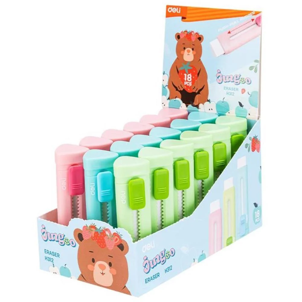 BORRACHA CANETA RETRATIL TRIANGULAR PVC SORTID DELI (DP.C/18)