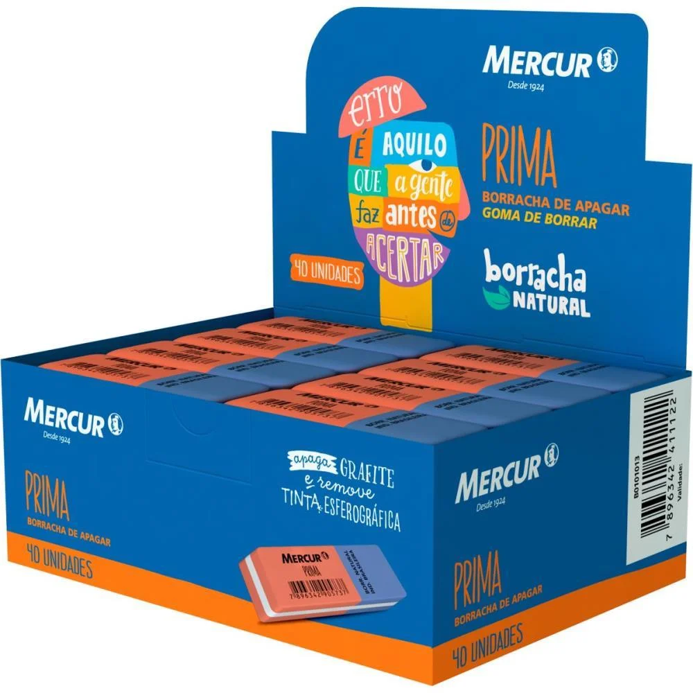 BORRACHA COLORIDA PRIMA 40 LAPIS/CANETA MERCUR (CX.C/40)