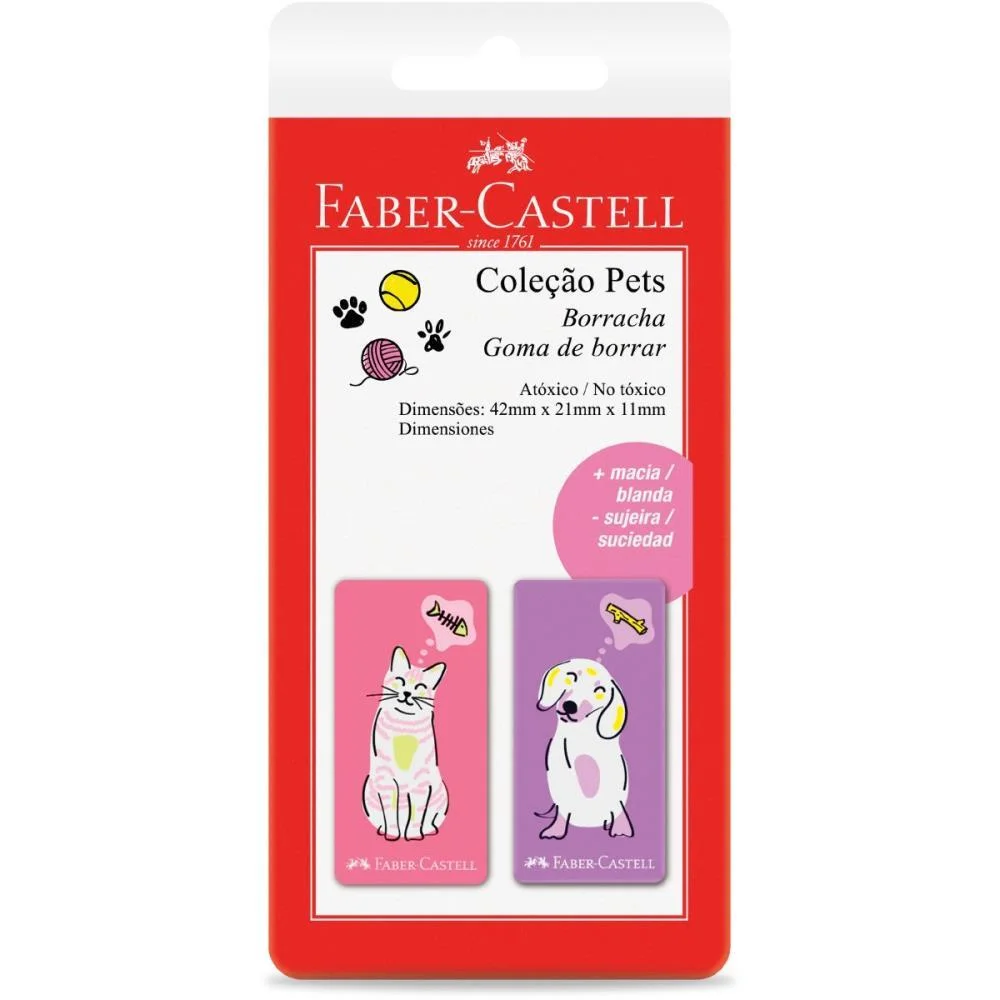 BORRACHA COLORIDA PETS ROSA E ROXA FABER-CASTELL (BL.C/02)