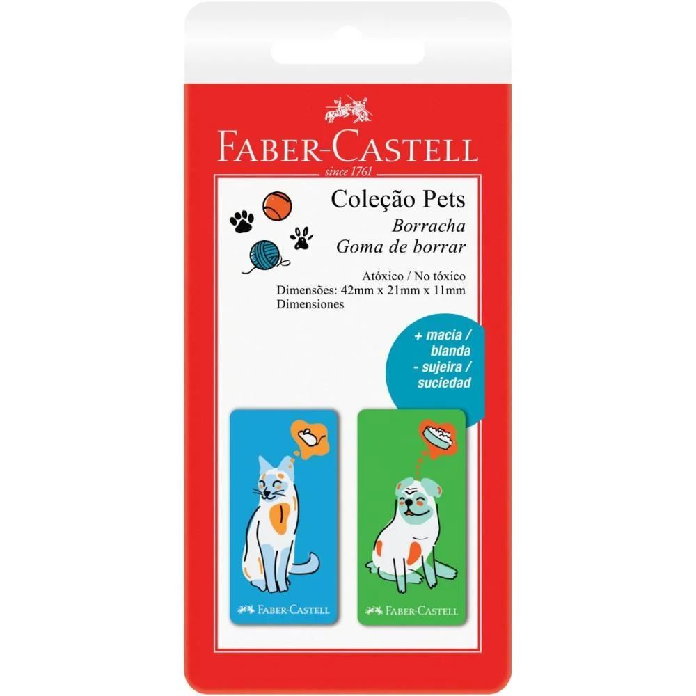 BORRACHA COLORIDA PETS VERDE E AZUL FABER-CASTELL (BL.C/02)