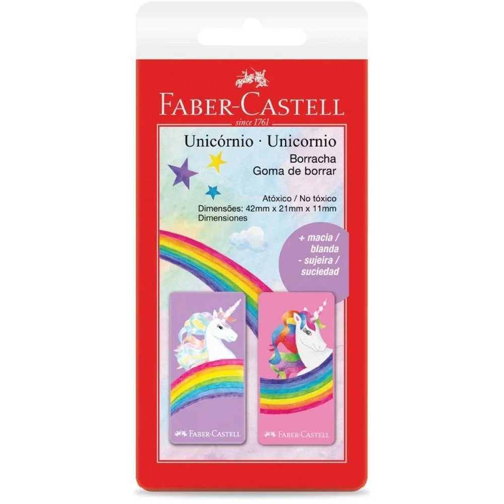BORRACHA COLORIDA UNICORNIO 2 MODELOS CARTELA FABER-CASTELL (CX.C/24)