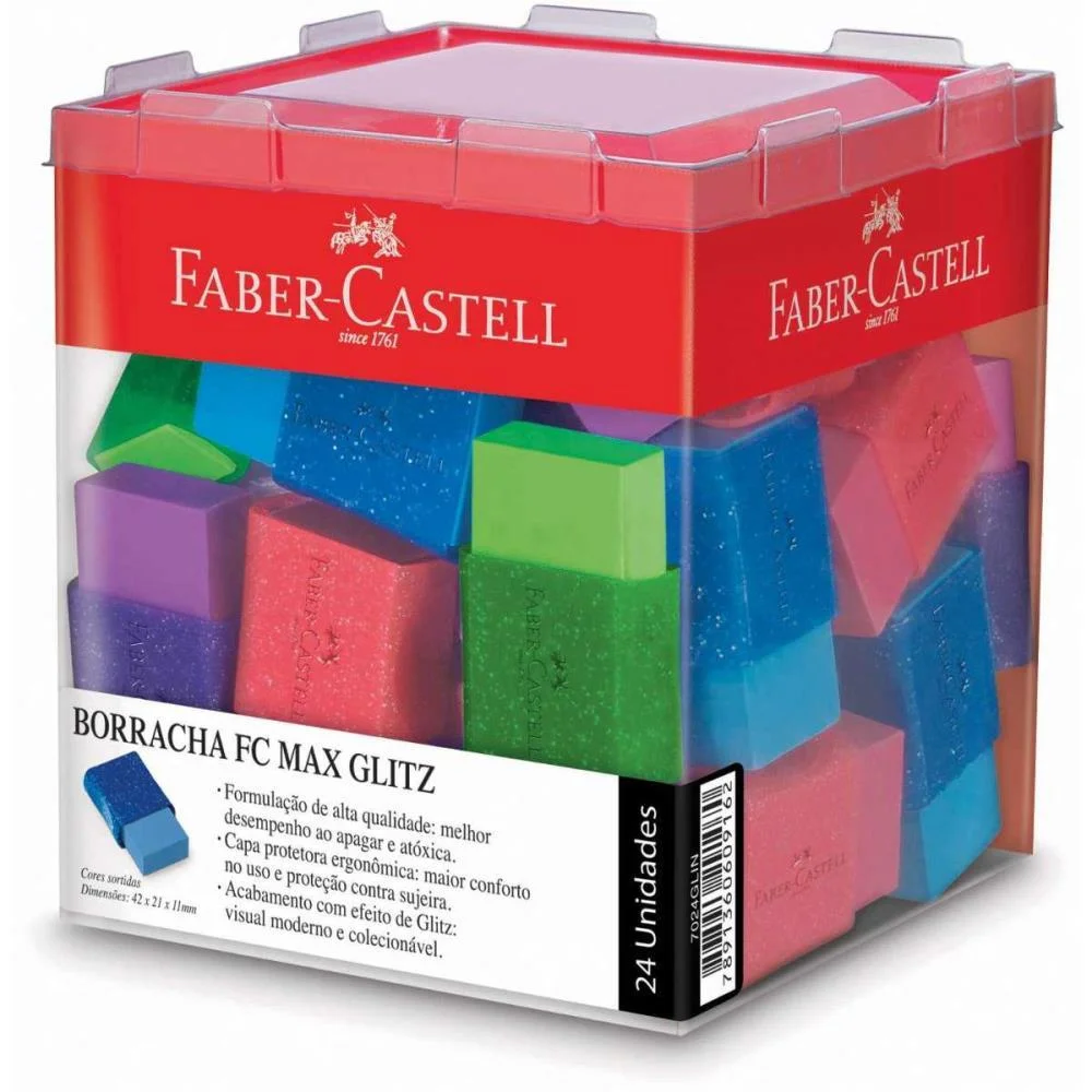 BORRACHA COLORIDA FC MAX GLITZ 6 CORES (S) FABER-CASTELL (DP.C/24)