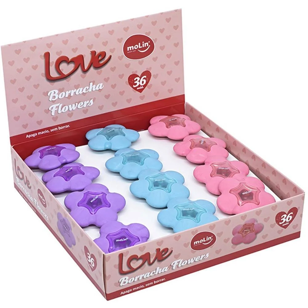 BORRACHA COLORIDA FLOWERS 3 CORES MOLIN (DP.C/36)