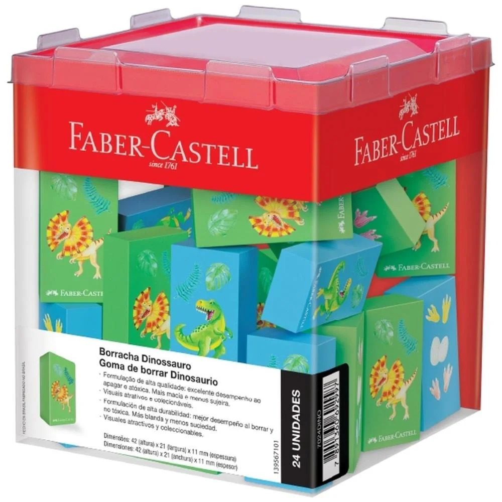 BORRACHA COLORIDA DINOSSAURO 2 MODELOS FABER-CASTELL (DP.C/24)