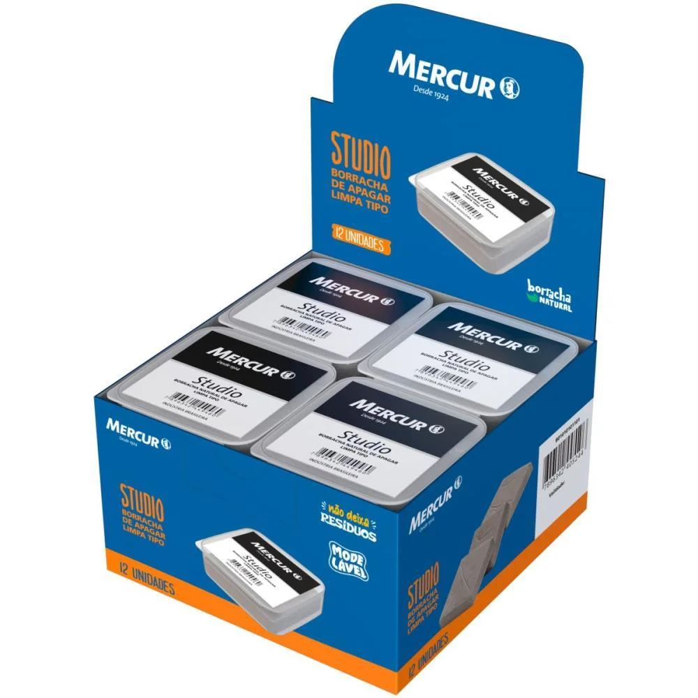 BORRACHA COLORIDA LIMPA TIPO STUDIO CINZA MERCUR (CX.C/12)