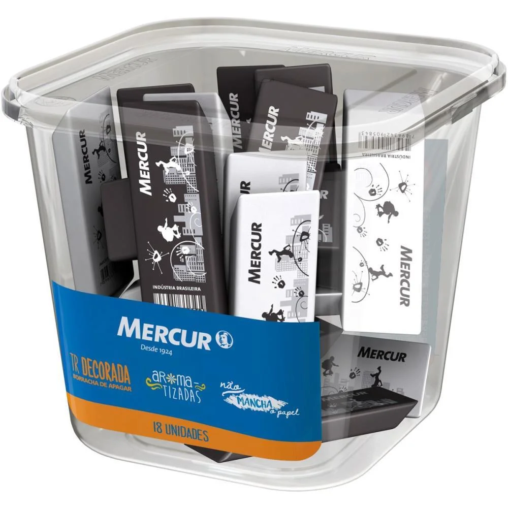 BORRACHA DECORADA TR PRETA/BRANCA MERCUR (POTE-18)