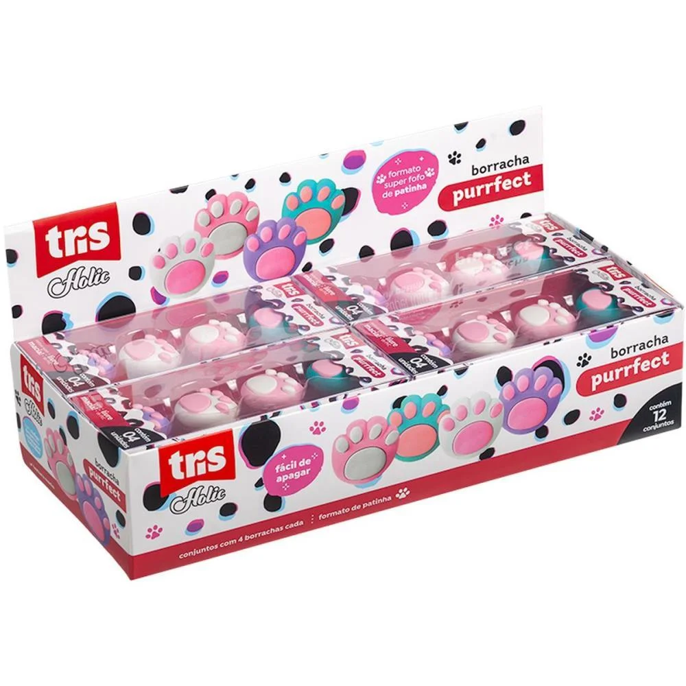 BORRACHA DECORADA TRIS PURRFECT 4CORES 12X4UNID SUMMIT (DP.C/12)