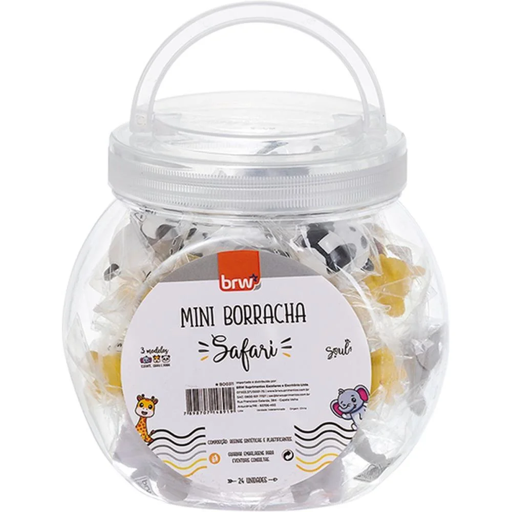 BORRACHA DECORADA SAFARI MINI 3MODELOS BRW (POTE-24)