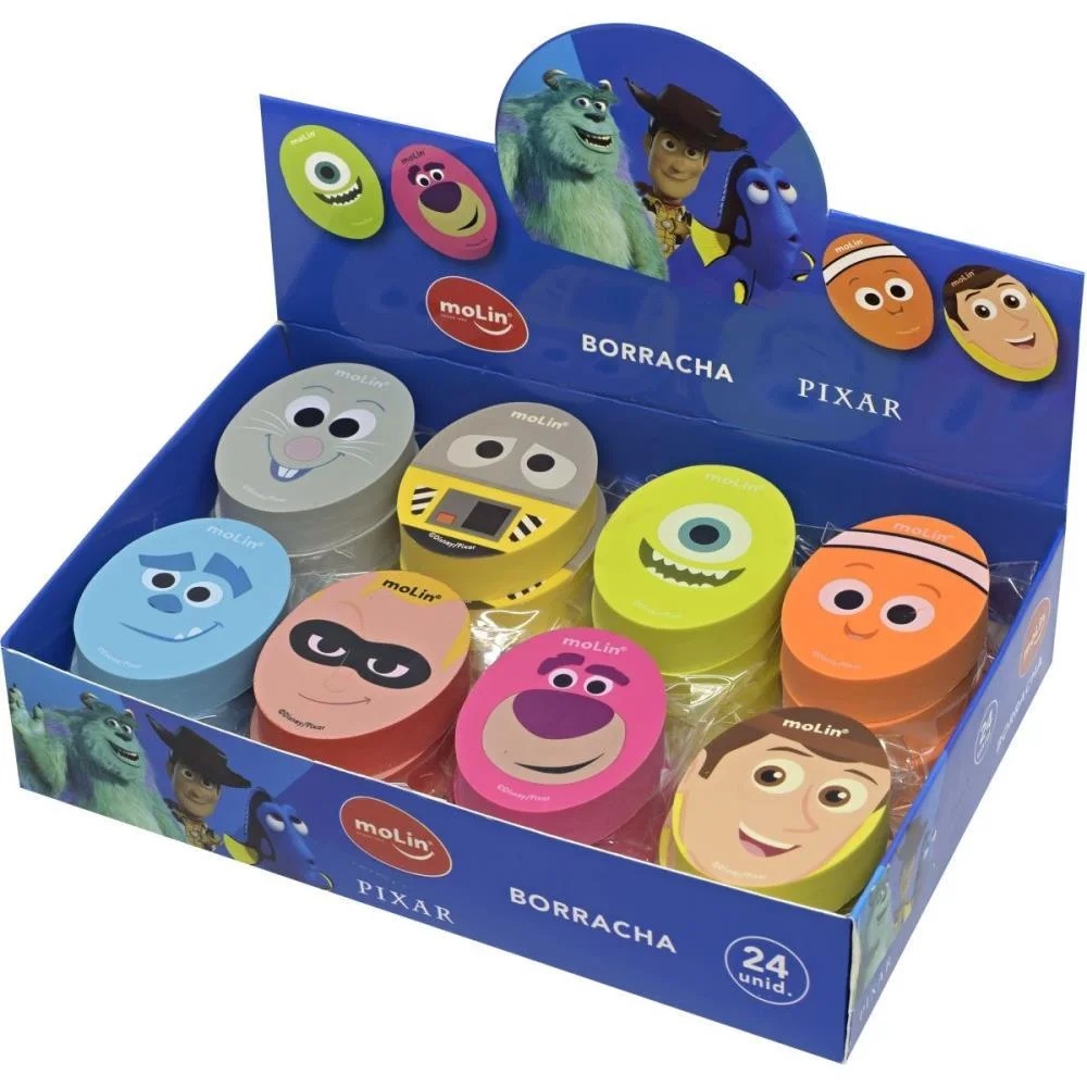 BORRACHA DECORADA PIXAR 8 MODELOS MOLIN (CX.C/24)