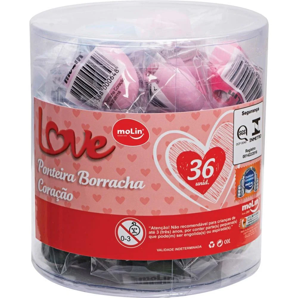 BORRACHA PONTEIRA CORACAO CORES SORTIDAS MOLIN (POTE-36)