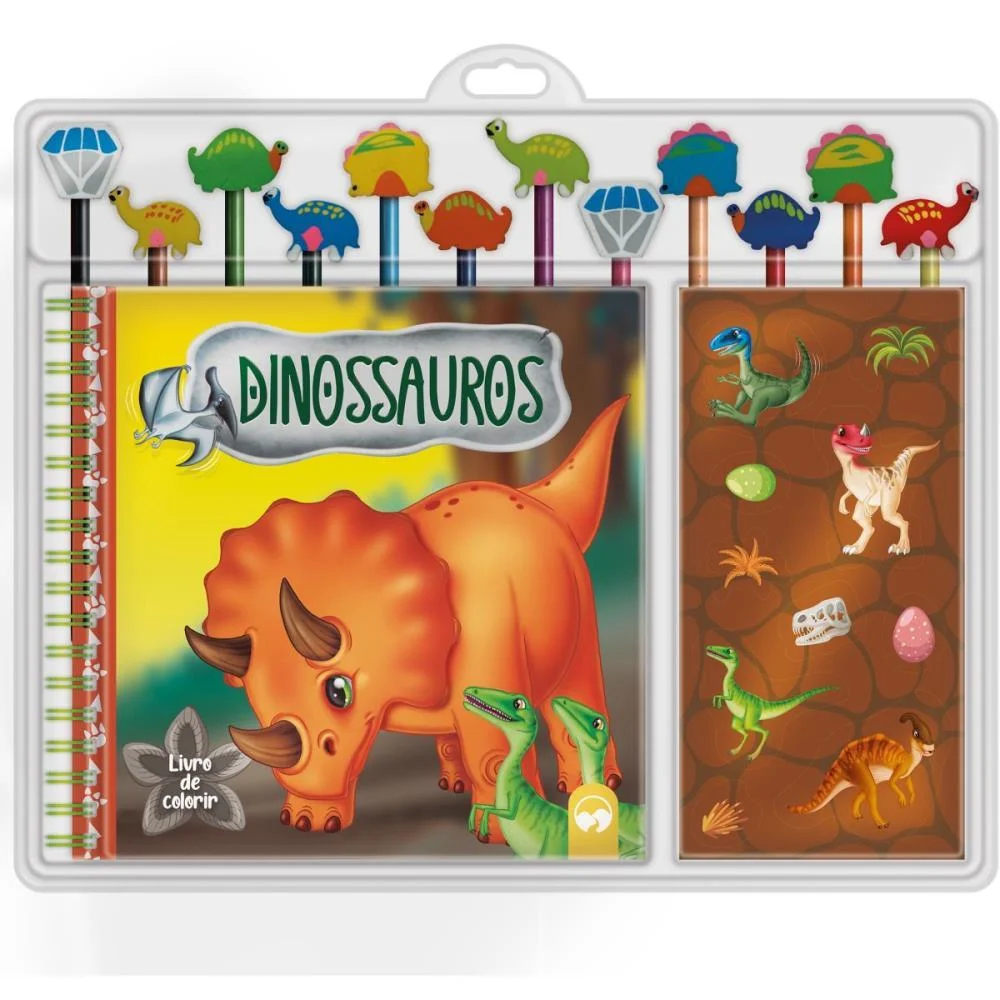 LIVRO BRINQUEDO ILUSTRADO KIT LAPIS+BORRACHA DINOSSAUROS VALE DAS LETRAS (UNIDADE)