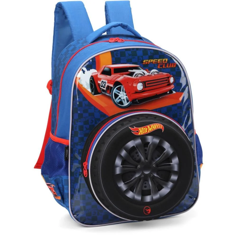 MOCHILA INFANTIL HOT WHEELS G AZUL LUXCEL (UNIDADE)