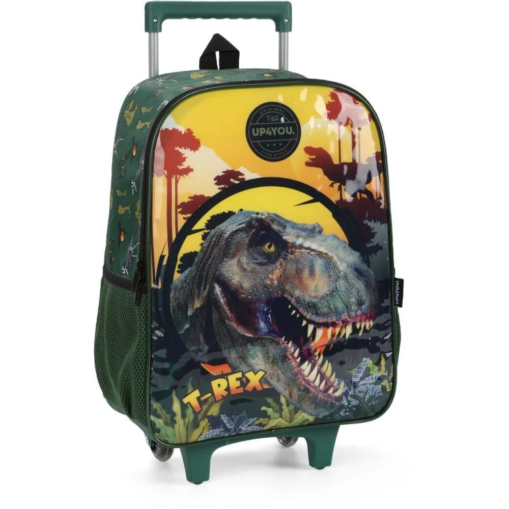 MOCHILA INFANTIL COM RODINHA UP4YOU DINOSSAURO G VERDE LUXCEL (UNIDADE)