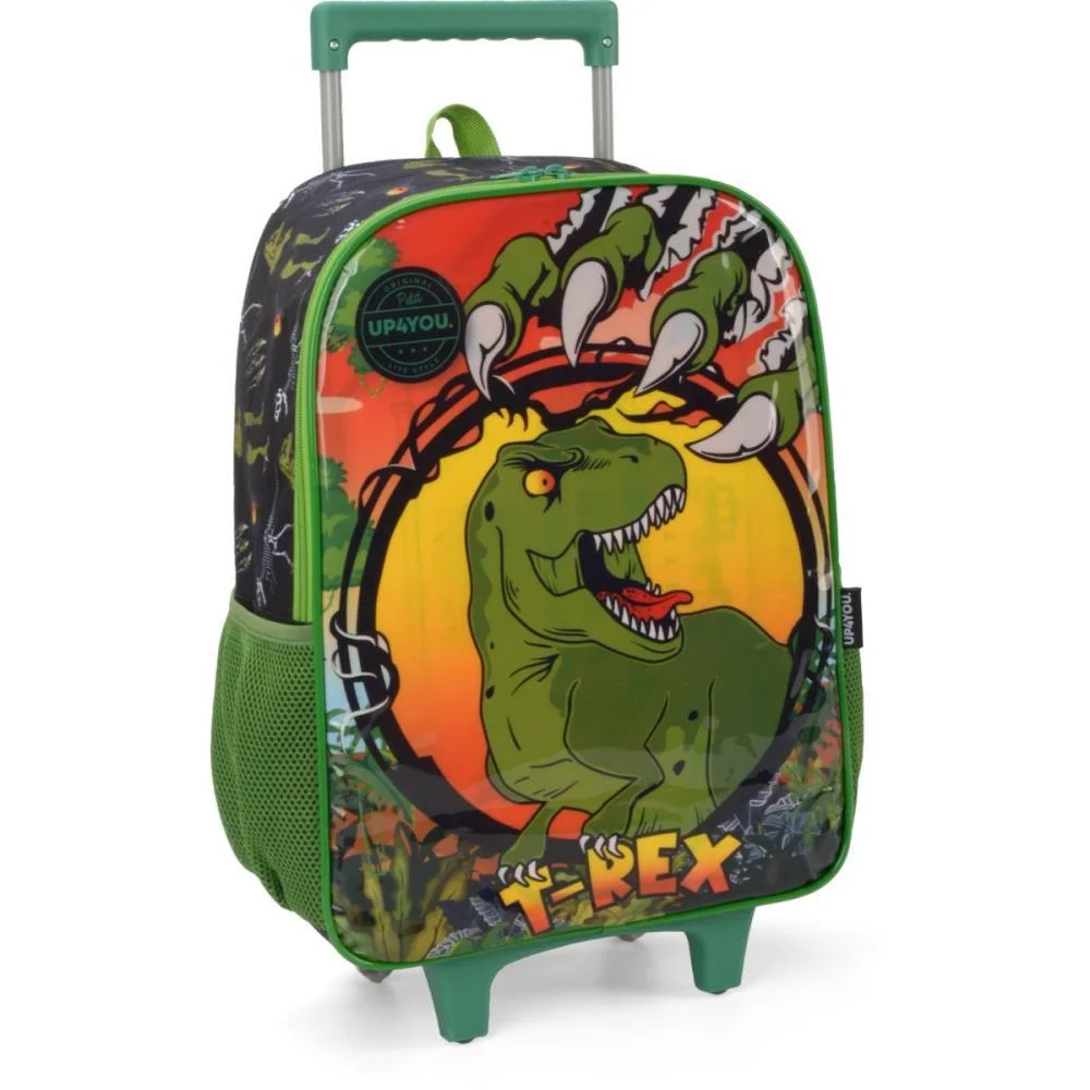 MOCHILA INFANTIL COM RODINHA UP4YOU DINOSSAURO G PRETA LUXCEL (UNIDADE)