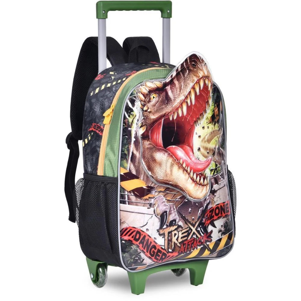 MOCHILA INFANTIL COM RODINHA T-REX ATTACK G ESTOJO+LANCHEIR CLIO (KIT)