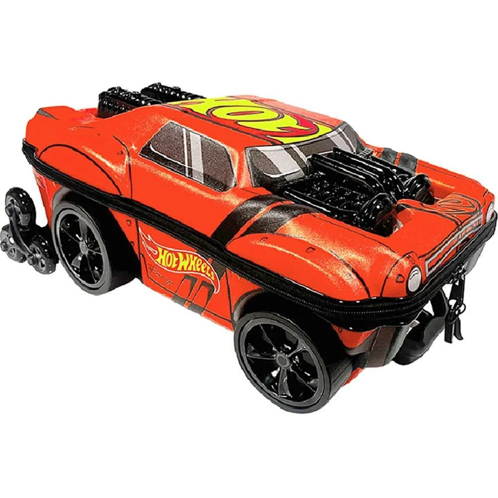 MOCHILA INFANTIL COM RODINHA HOTWHEELS NIGHT SHIFTER LARANJ MAXTOY (UNIDADE)