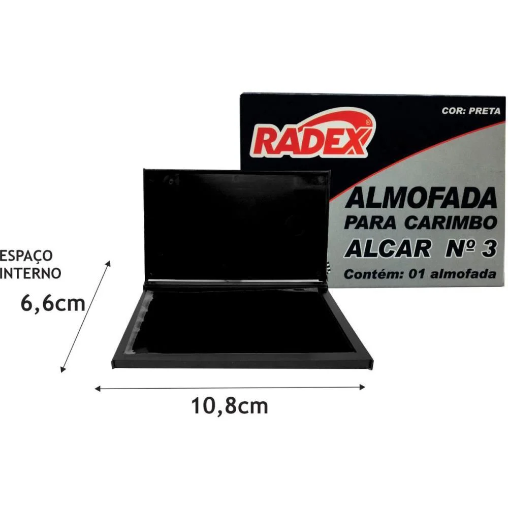 ALMOFADA CARIMBO N.3 PRETA RADEX (UNIDADE)