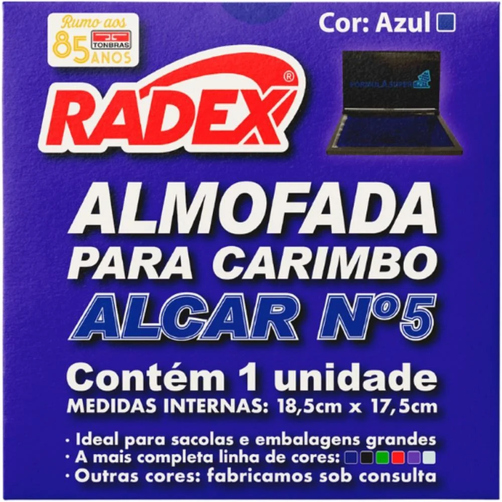 ALMOFADA CARIMBO N.5 AZUL RADEX (UNIDADE)