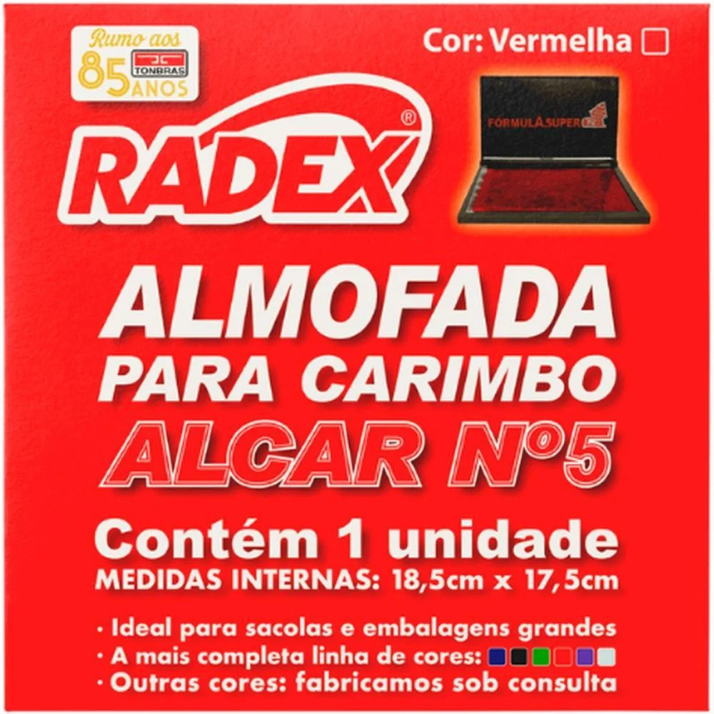 ALMOFADA CARIMBO N.5 VERMELHA RADEX (UNIDADE)