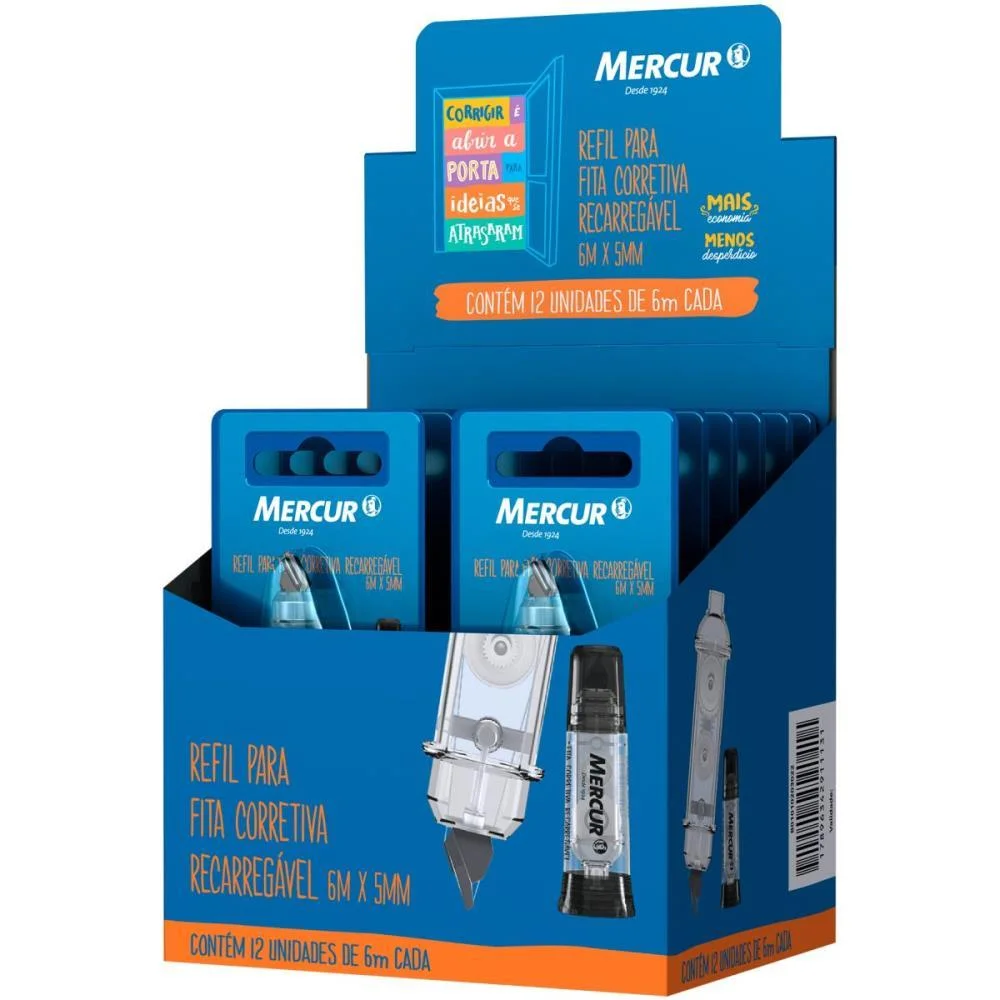 CORRETIVO EM FITA REFIL 5MMX6M BLISTER MERCUR (CX.C/12)