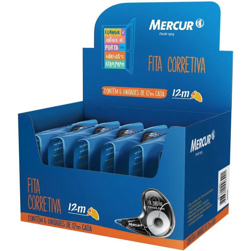 CORRETIVO EM FITA 4,2MMX12M PRETO BLISTER MERCUR (CX.C/06)