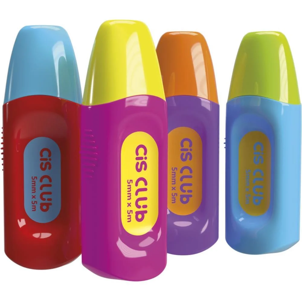 CORRETIVO EM FITA CIS CLUB 5MMX5M CORES SORTIDAS SERTIC (DP.C/12)