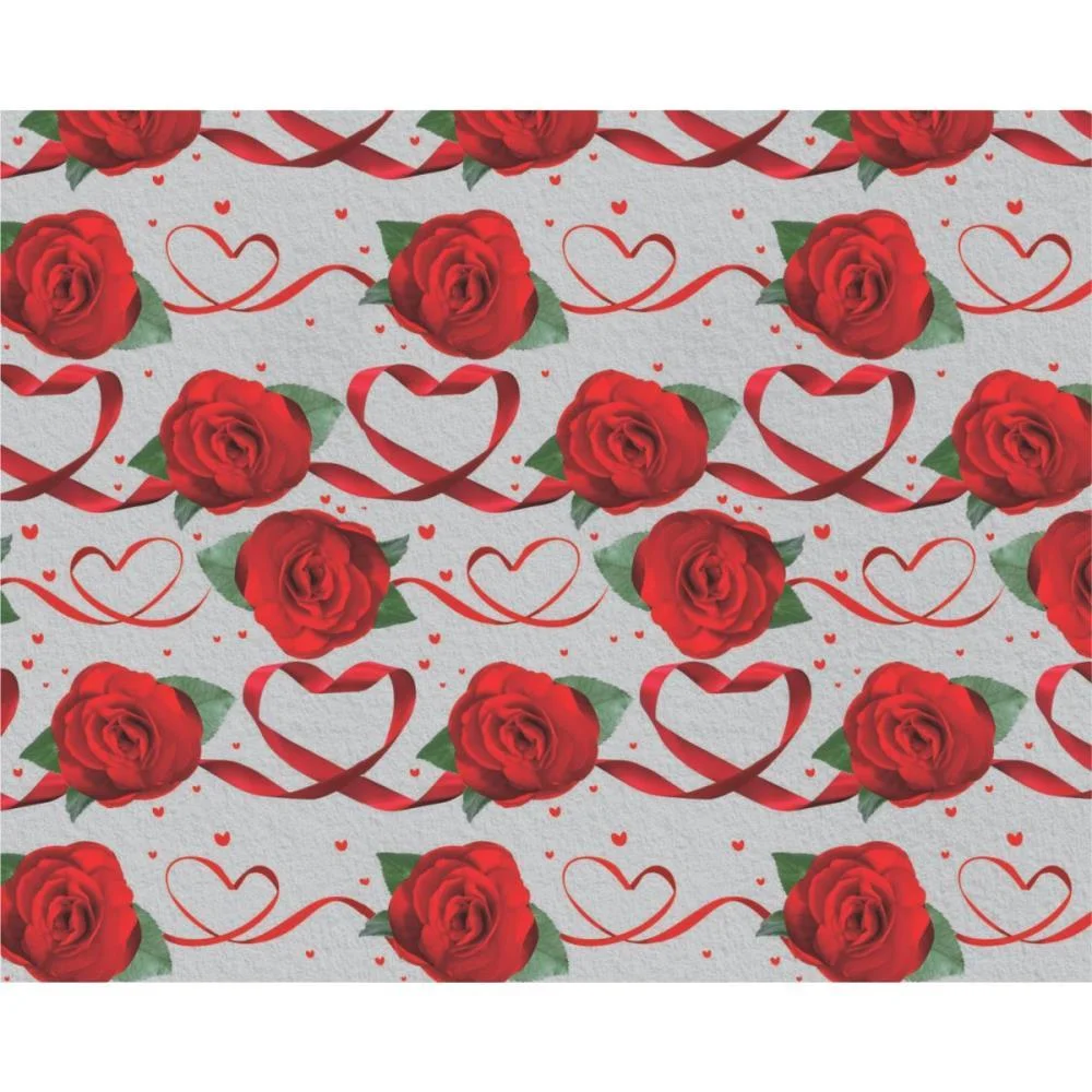 PAPEL PRESENTE BOBINA COUCHE 60CM.MOD.540 ROSAS E CORACOES V.M.P. (BO-100MTS)