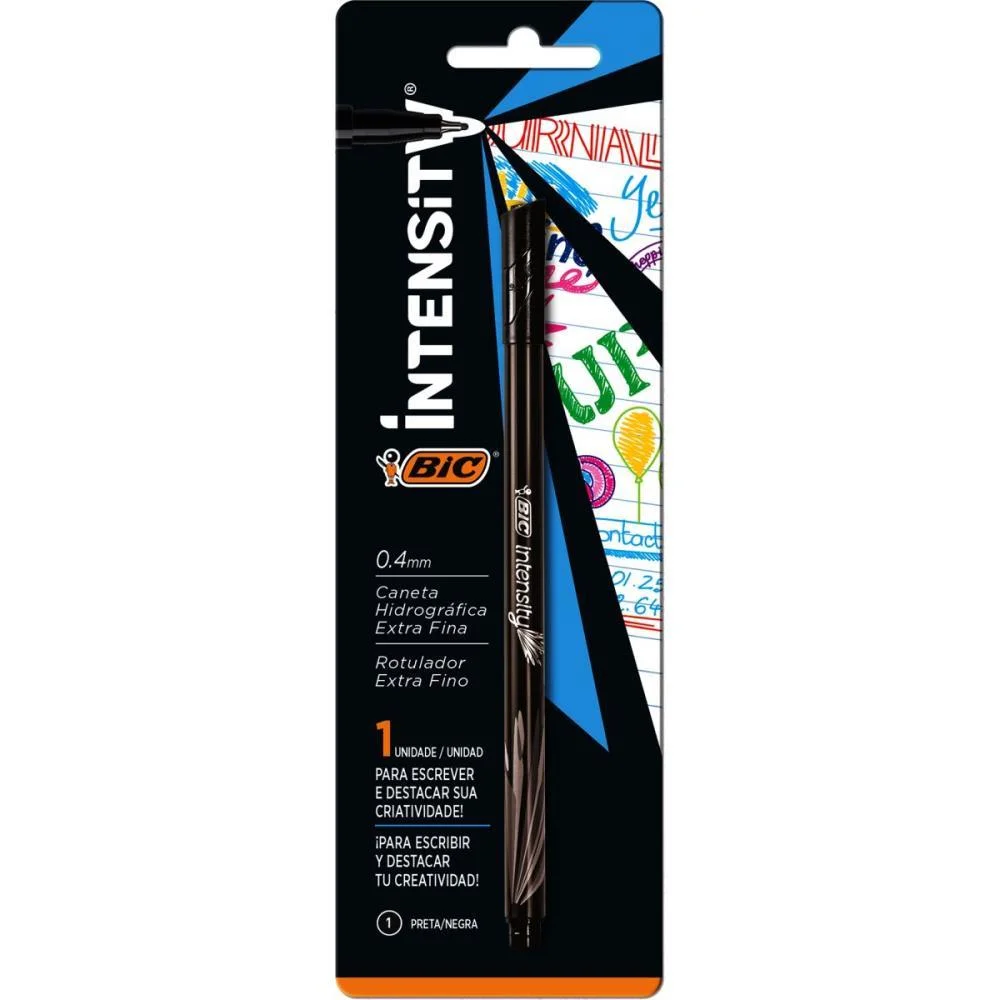 CANETA COM PONTA POROSA INTENSITY 0.4MM PRETA BIC (BL.C/01)