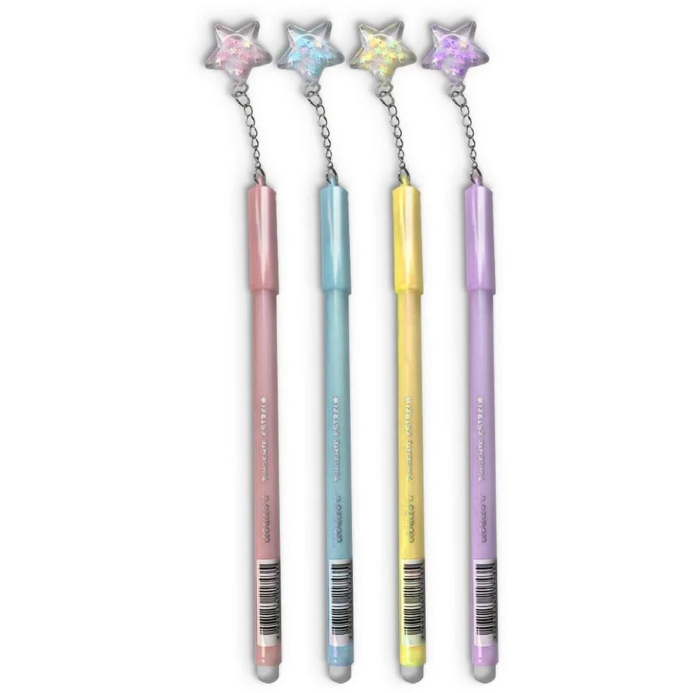 CANETA APAGAVEL GEL 0.5MM C/PINGENTE ESTRELA LEONORA (DP.C/12)